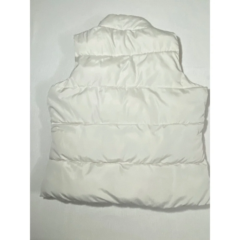 US Polo Assn Womens Cream Puffer Vest Off White Quilted Full Zip Large